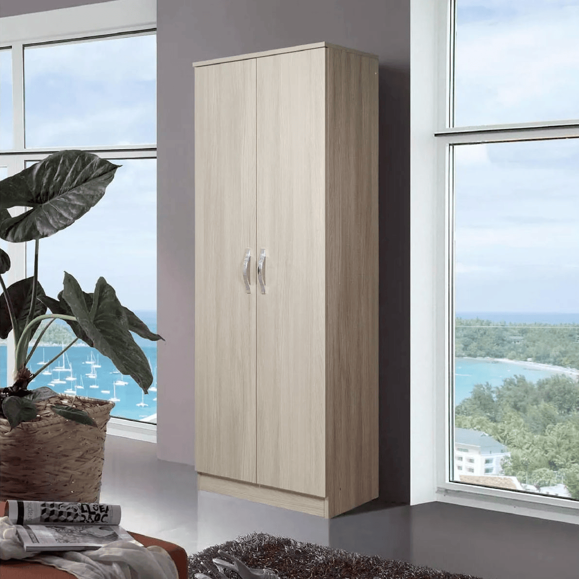 AZUR LINE LASCGABKOL Mobile Multiuso 2 Ante Battenti 5 Ripiani Interni 71x38x182h cm Olmo