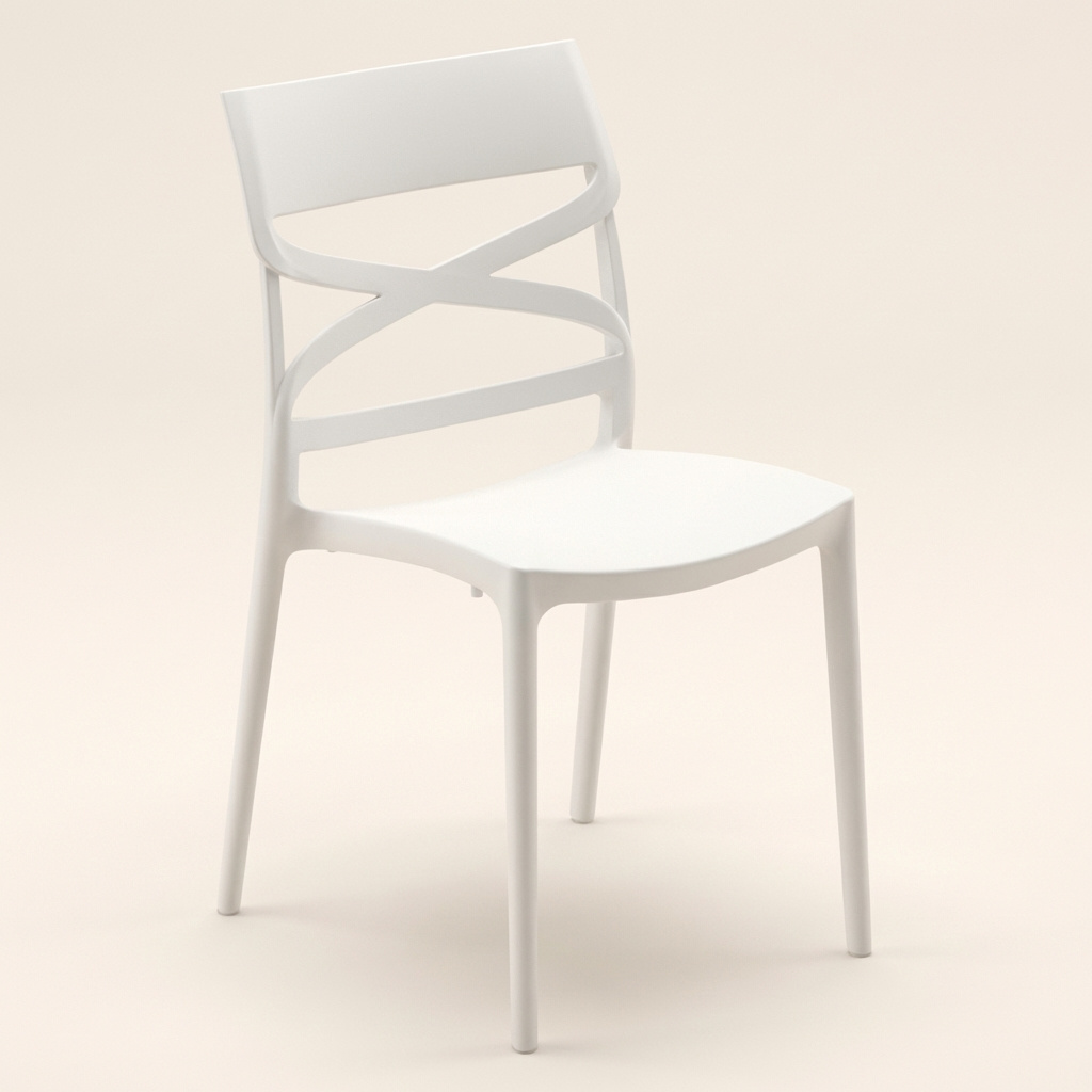Ambienta 05FLOWBI Sedia Cucina Classico Impilabile in Plastica 45x54x85 cm Bianco Flow