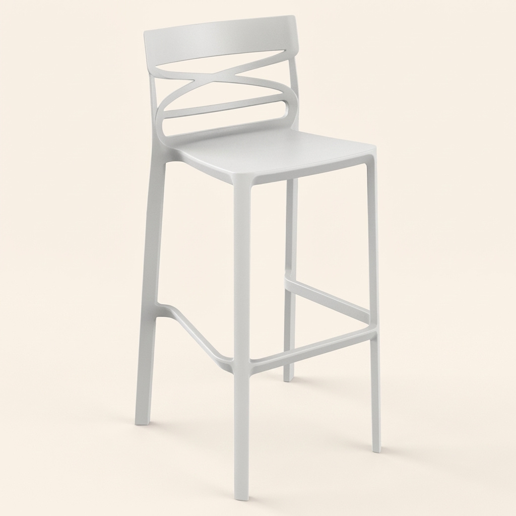 Ambienta 07FLOWBI Sgabello Bar in Plastica 49,5x51x101 cm Bianco Flow