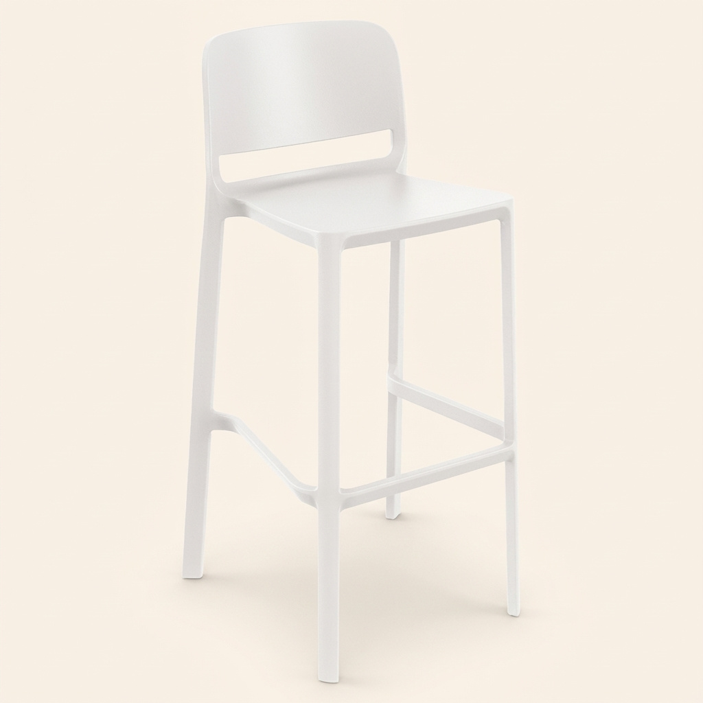 Ambienta 07SALLYBI Sgabello Bar in Plastica 49,5x51x101 cm Bianco Sally
