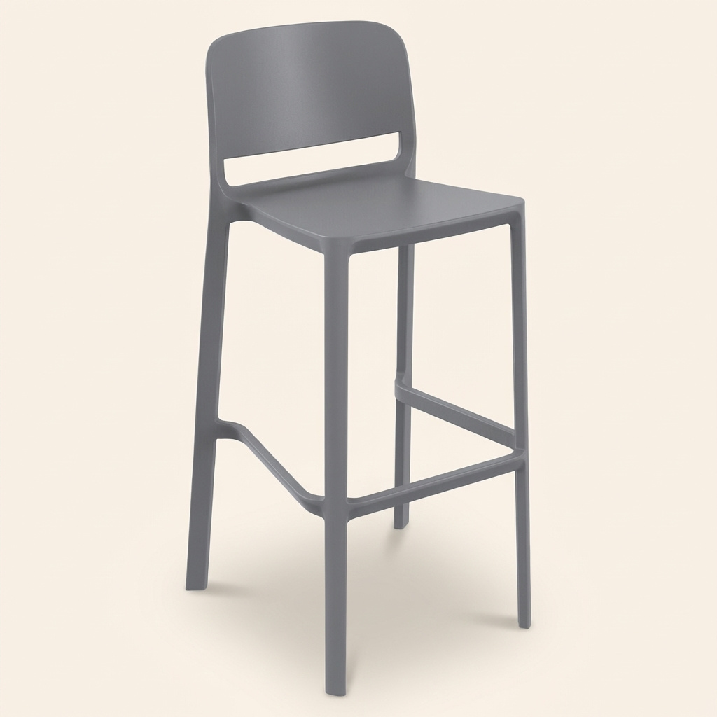 Ambienta 07SALLYGMET Sgabello Bar in Plastica 49,5x51x101 cm Grigio Metal Sally