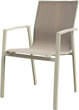 Amicasa LS-TC711 Sedia per Esterni in AlluminioTessuto 59x57x88 cm Bianco Grigio - Monia