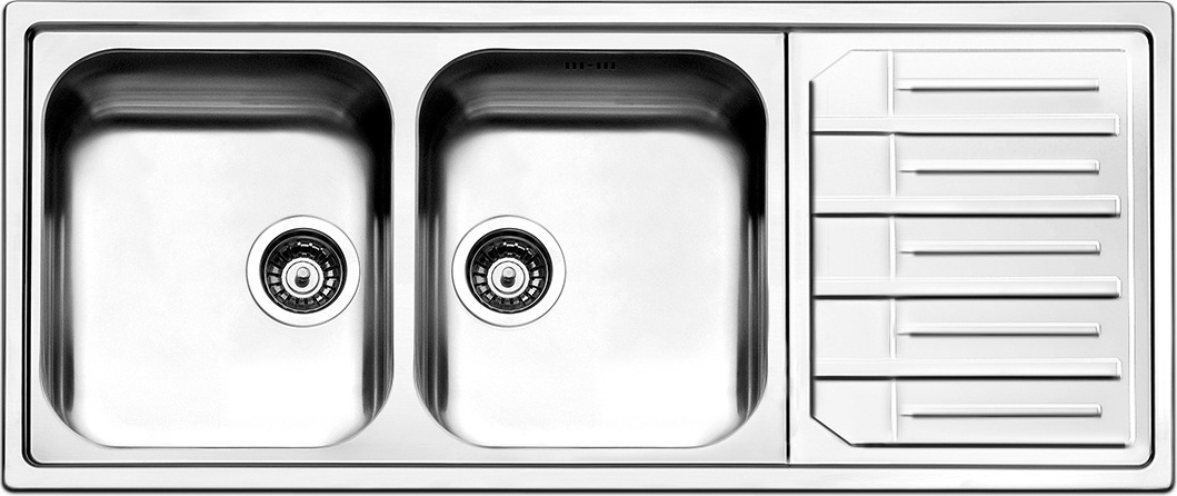 Apell MLE1162IRBC Lavello Cucina 2 Vasche Acciaio Inox Incasso Gocciolatoio 116cm MLE1162IRB