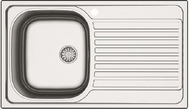 Apell OHN861IRPC Lavello da Incasso 1 Vasca con Gocciolatoio Dx 86 cm Acciaio