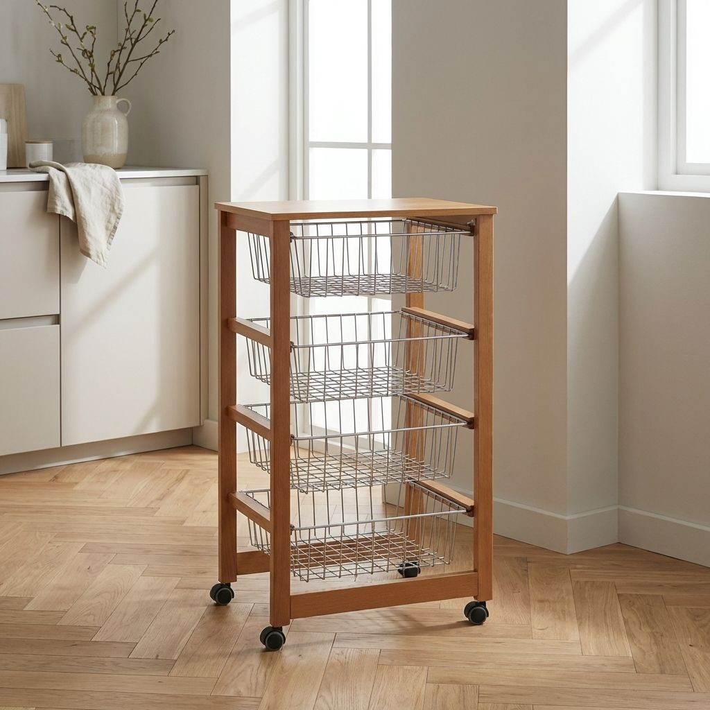 Arredamenti Italia 515Gin Carrello Cucina Portafrutta Legno 46x34x83 cm Gingerone