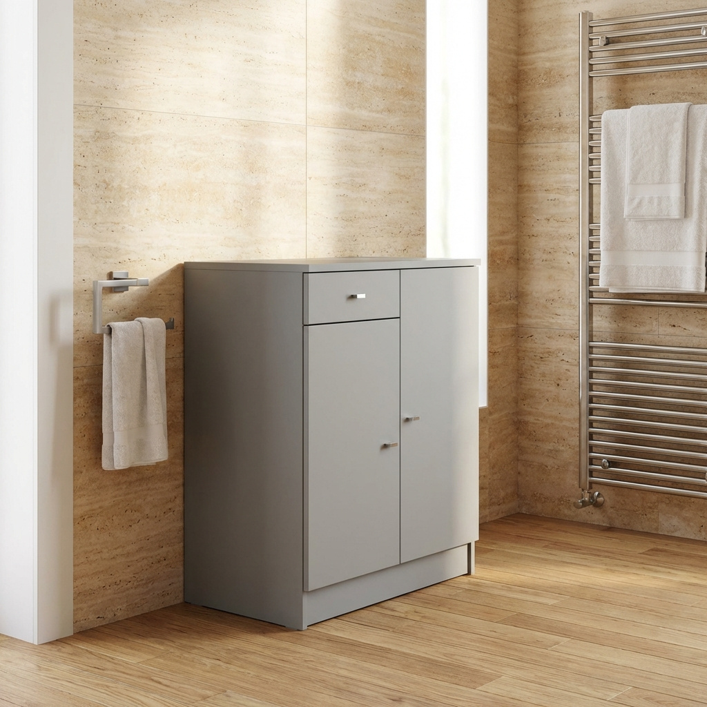 Arredare No Problem 342BL Mobiletto Bagno 2 Ante 1 Cassetto 77x34x80 Legno Bianco Home
