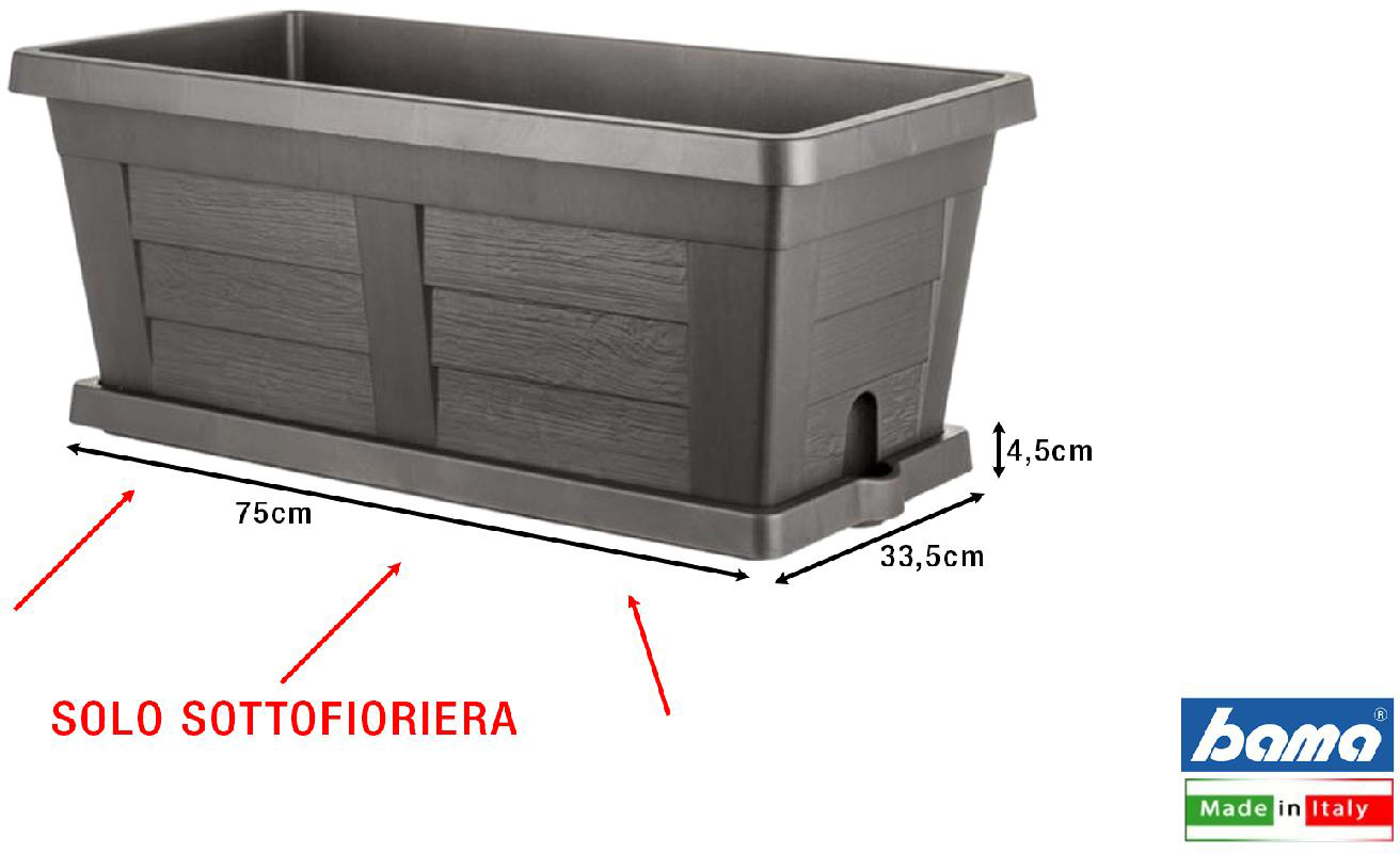 Bama 20181 Sottofioriera Effetto Legno cm 80 Antracite
