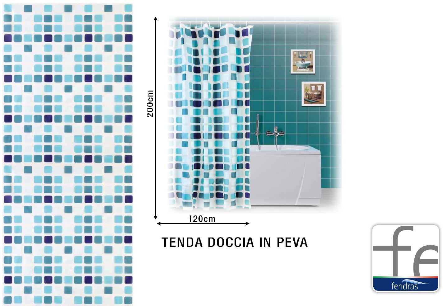 Feridras R187053 Tenda Doccia in Peva cm 120x200