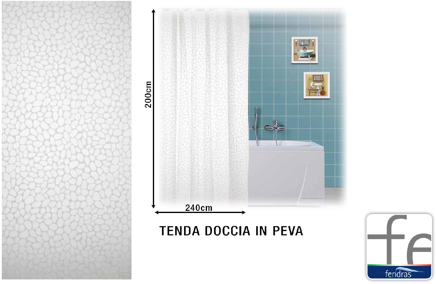 Feridras R187060 Tenda Doccia in Peva cm 240x200