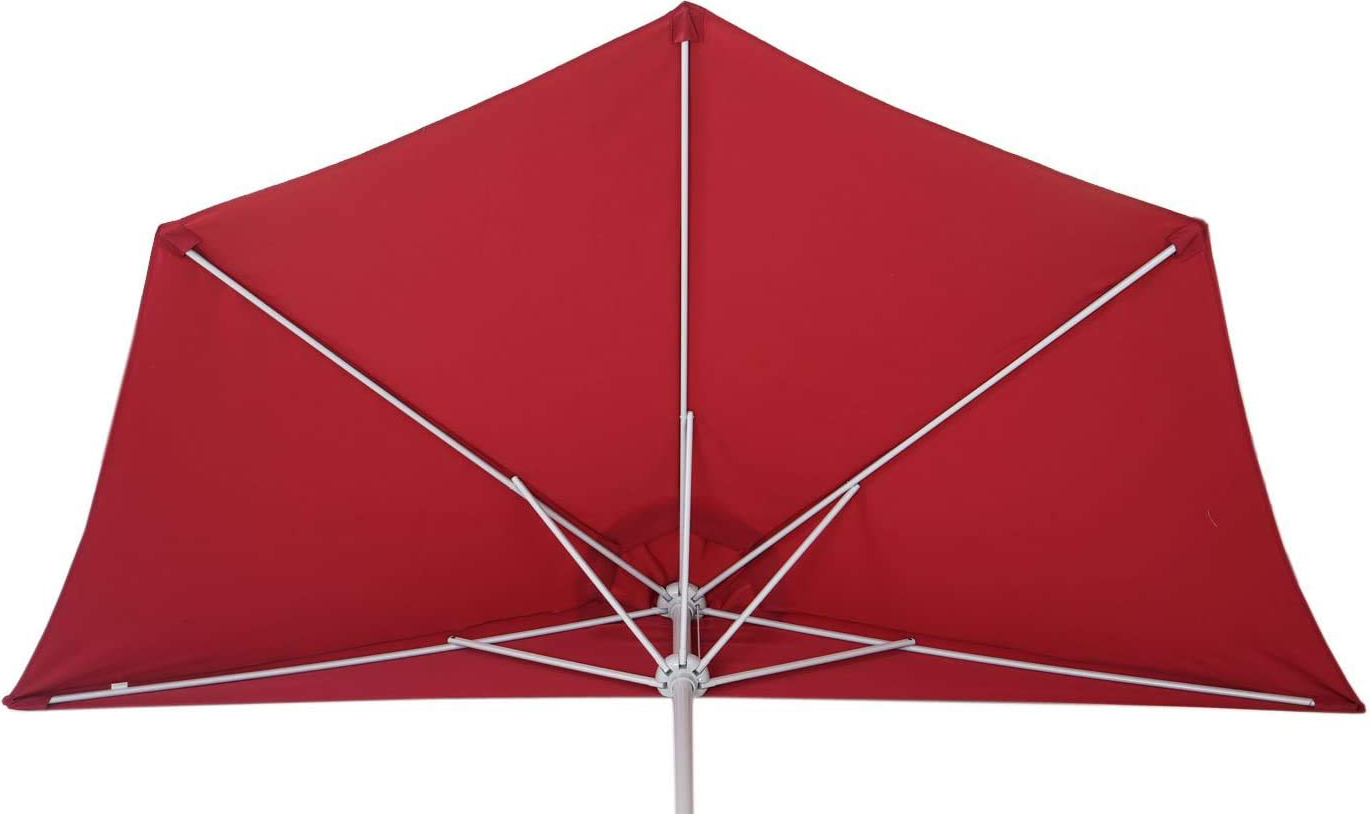 Brixo Ombrellone da Giardino 3x1.5 mt in Alluminio Telo in Poliestere a Mezzaluna colore Bordeaux - Mezzalunabord