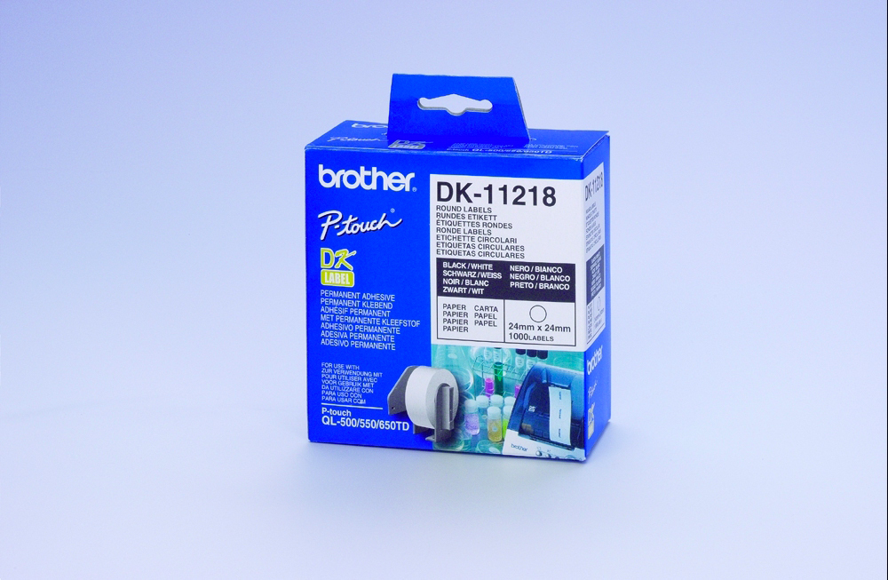 Brother DK-11218 Confezione 1000 Etichette Circolari Adesive 24mm