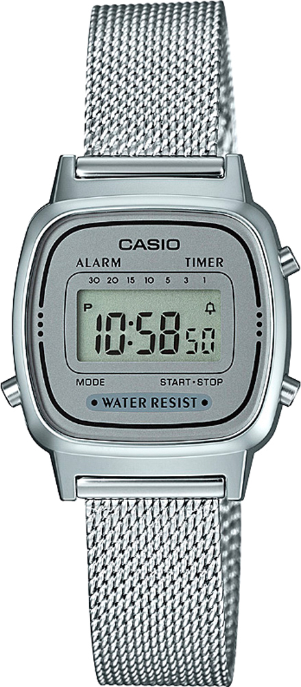 Casio Orologio Donna Quadrante Digitale Cassa e Cinturino in Acciaio colore Argento - LA670WEM-7EF Retro
