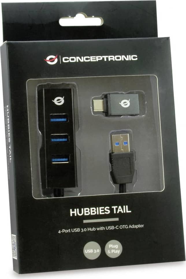 Conceptronic HUBBIES04B 4-Ports USB 3.0 Hub With USB-C
