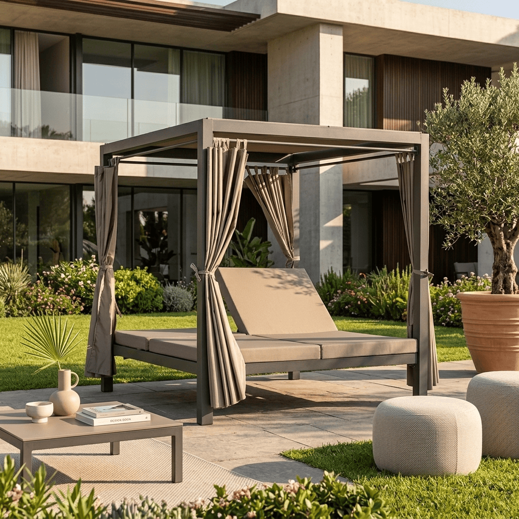 VivaGarden AT804204-ANTR Gazebo da Giardino Letto Timbuktu Poliestere Alluminio Antracite