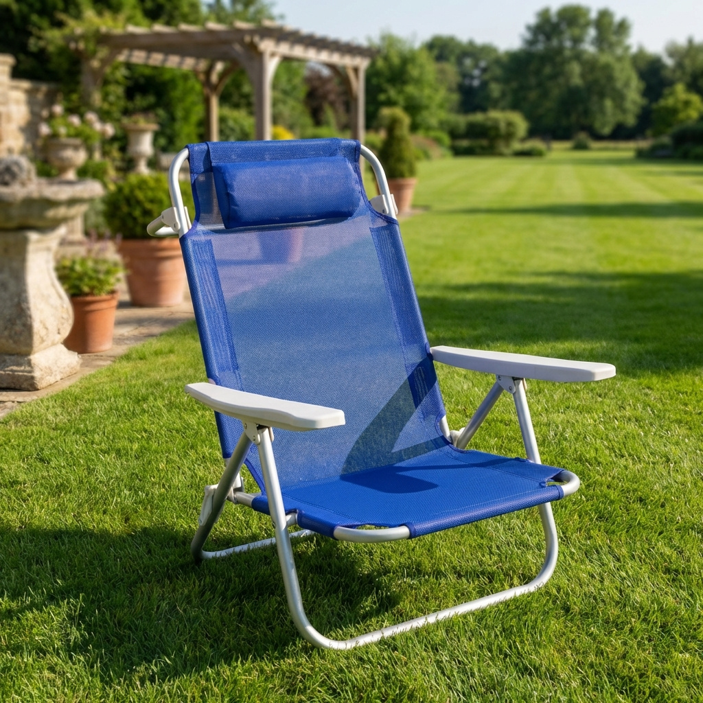 VivaGarden BC807861 Spiaggina Pieghevole Reclinabile AlluminioTextilene 53x62x77 cm Blu