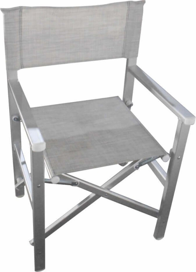 VivaGarden Sedia Pieghevole da Giardino Regista in Alluminio e Textilene 55x46x45/88h cm colore Grigio Stromboli - BC807894-CGRE