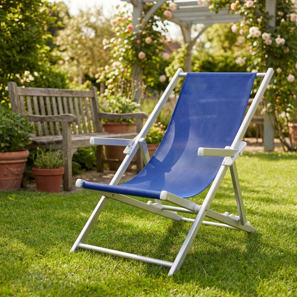 VivaGarden BC807898-BLU Sdraio da Giardino Pieghevole AlluminioTextilene 98x67,5x106 cm Blu