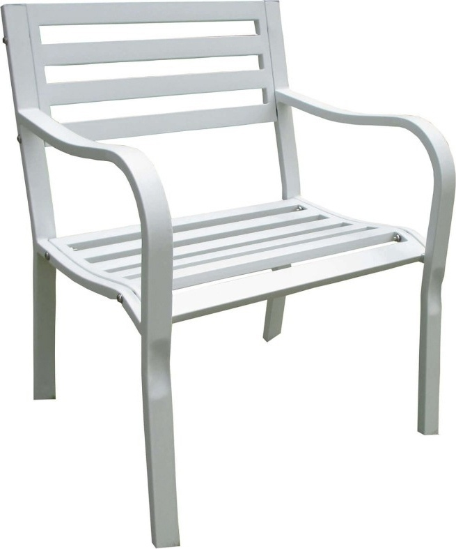 VivaGarden FE802533-BIAN Poltrona da Esterno Acciaio 60x56x85 cm Bianco Country