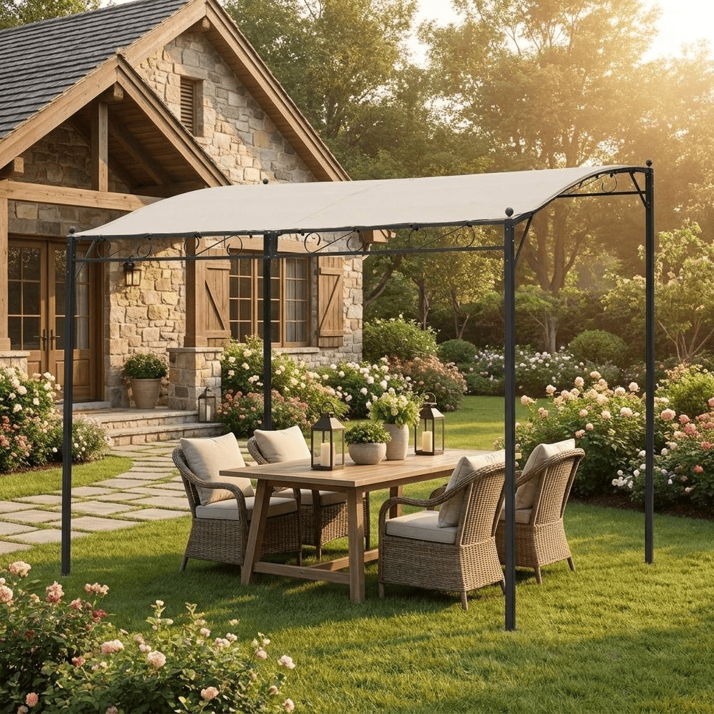 VivaGarden GA802066 Pergola da Giardino3x2,5 Rotondo in Poliestere e Acciaio m 3x2,5 Ecr�