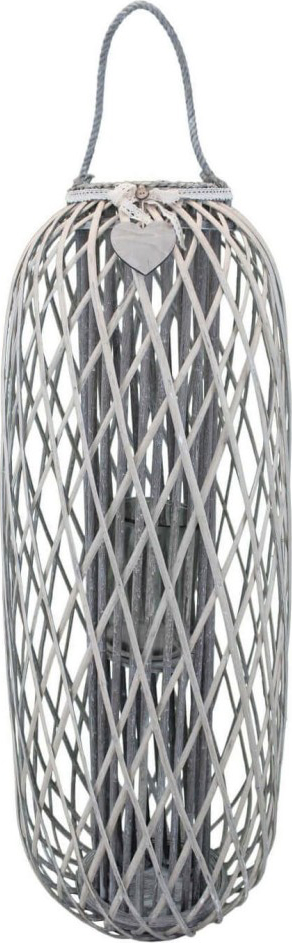 VivaGarden HO805719-GREY Lanterna Vetro Vimini cm Top � 22x115 h-Centrale � 44x11 Grigio