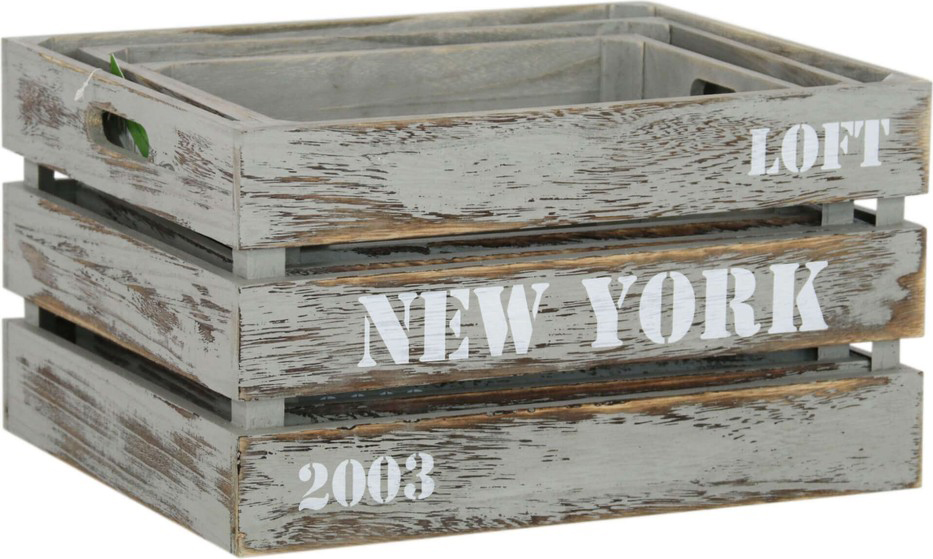 DecHome HO806071 Cassetta Legno di paulownia Grigio