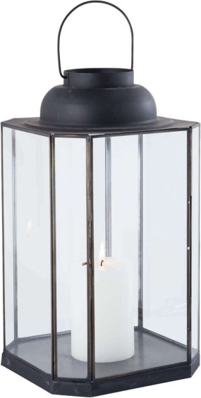 VivaGarden LA802039 Lanterna Palermo Grande in Vetro e Acciaio cm 27x27x61,5 h Antracite