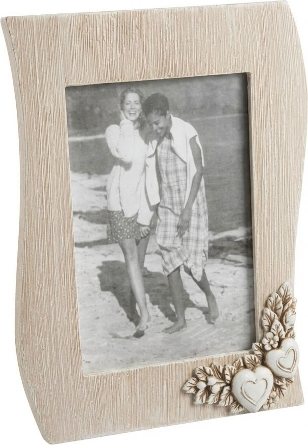 DecHome MO805808 Portafoto Shabby Chic Forma Onda in MDF cm 21x2,5x27 h Tortora