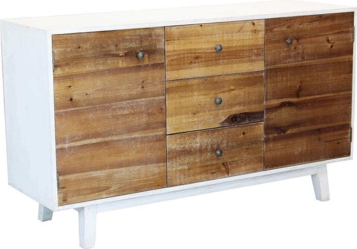 DecHome Madia Moderna Design per Soggiorno e Cucina 142x83h in Legno con 2 Ante e 3 Cassetti colore Marrone / Bianco - Atrani
