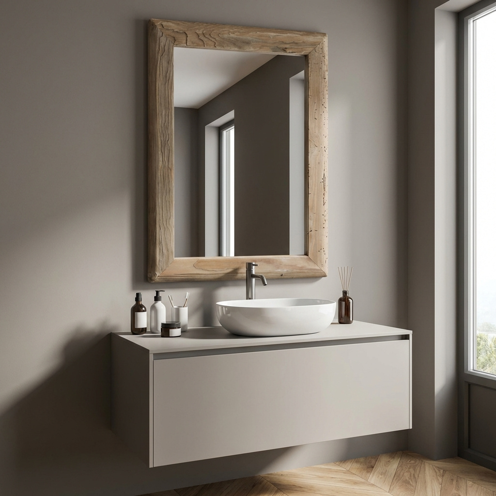 DecHome MO806730 Specchio Bagno Rettangolare in Legno 50,5x70,5 cm Marrone