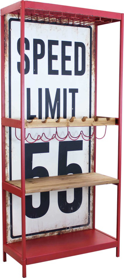 DecHome Mobile Daniel in Metallo e Legno cm 80,5x37x152,5 h Colore Biaco / Rosso - MO806756