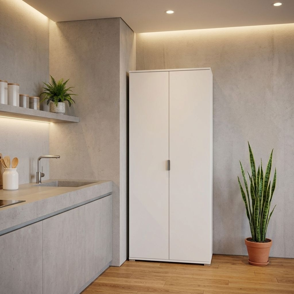 DecHome MR805025 Mobile Multiuso 2 Ante in Legno Truciolare cm 75x38x174 h Bianco