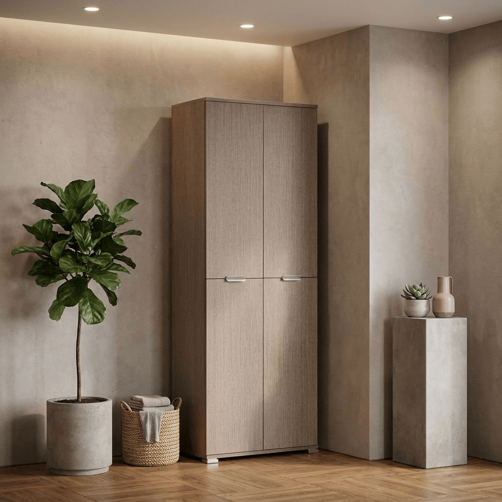 DecHome MR805055 Mobile Multiuso 4 Ante in Legno truciolare 60x38x174 cm Rovere