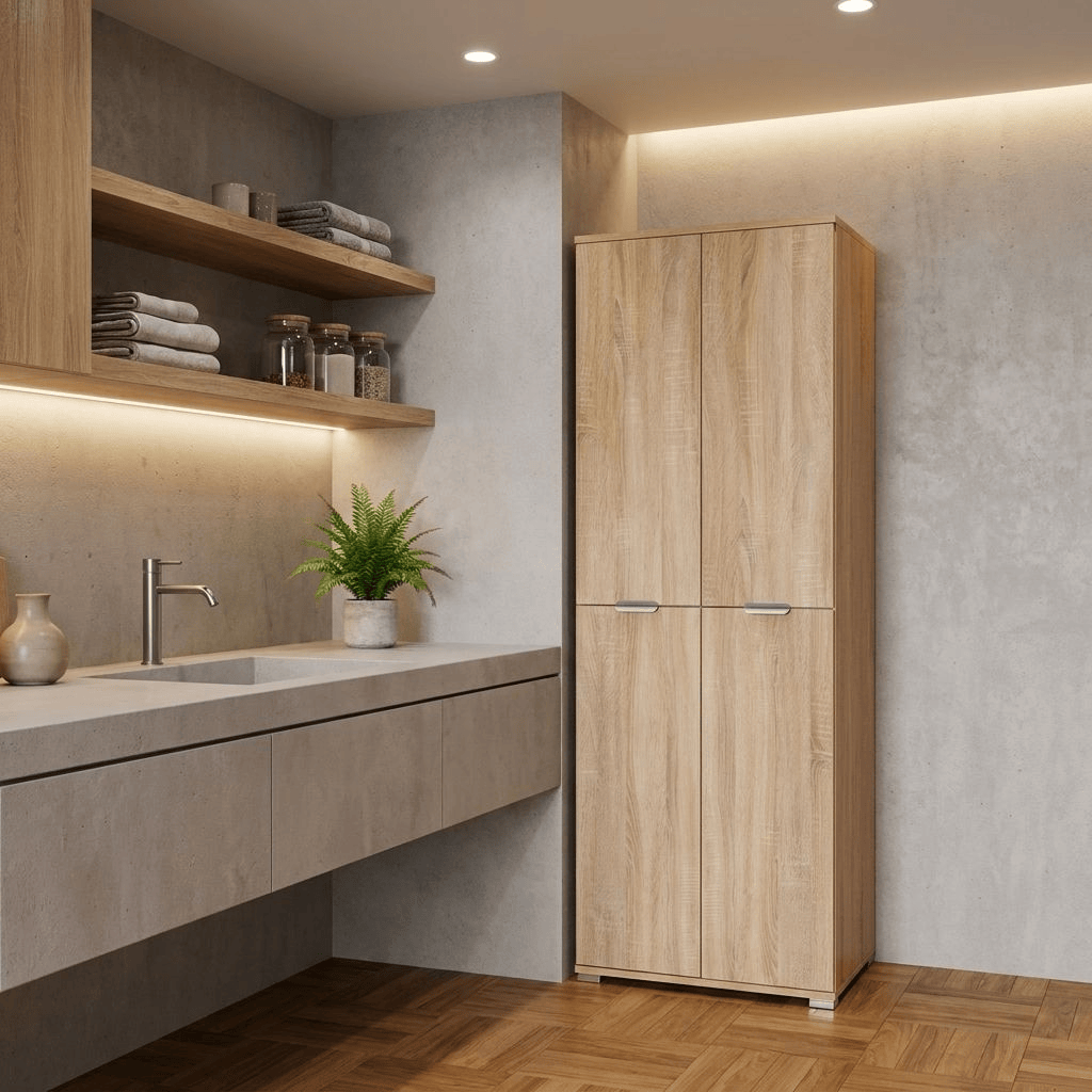 DecHome MR805056 Mobile Multiuso 4 Ante in Legno truciolare 60x38x174 cm Marrone