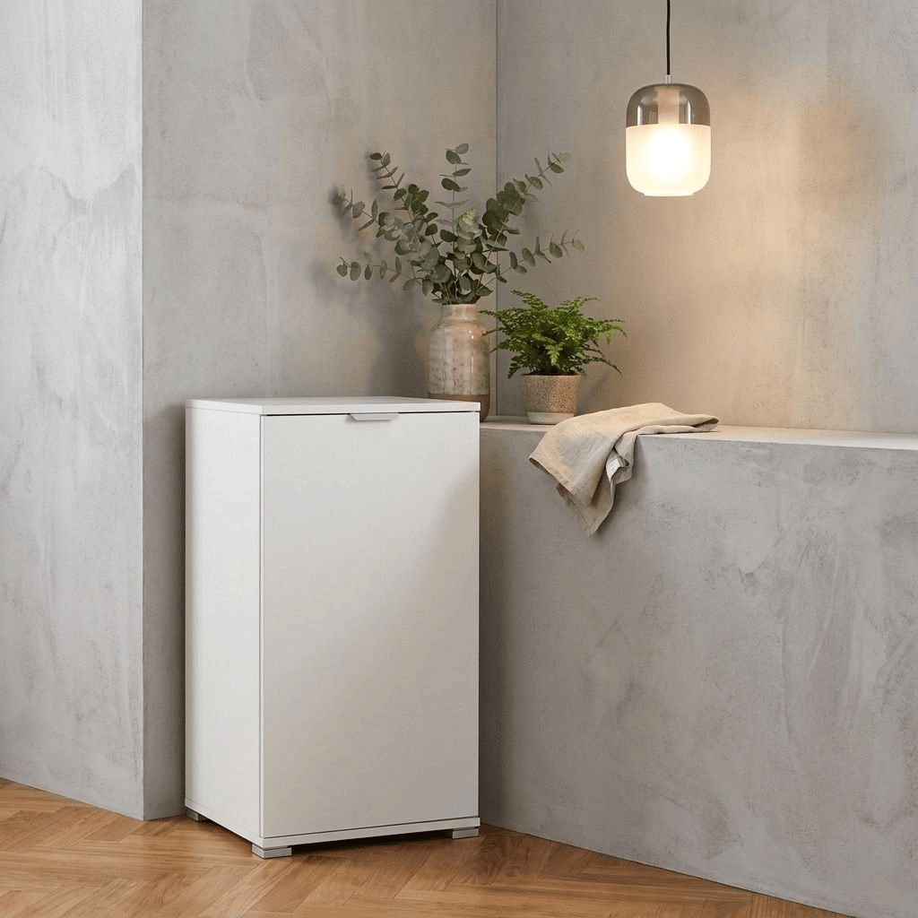 DecHome MR805069 Mobiletto con 1 Anta in Truciolato cm 45x38x85 h Bianco