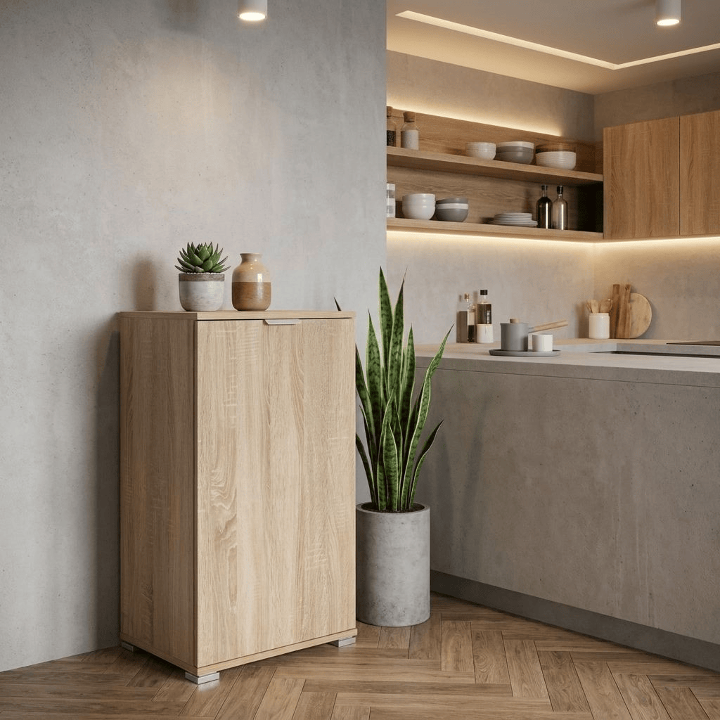 DecHome MR805072 Mobiletto con 1 Anta in Truciolato cm 45x38x85 h Marrone