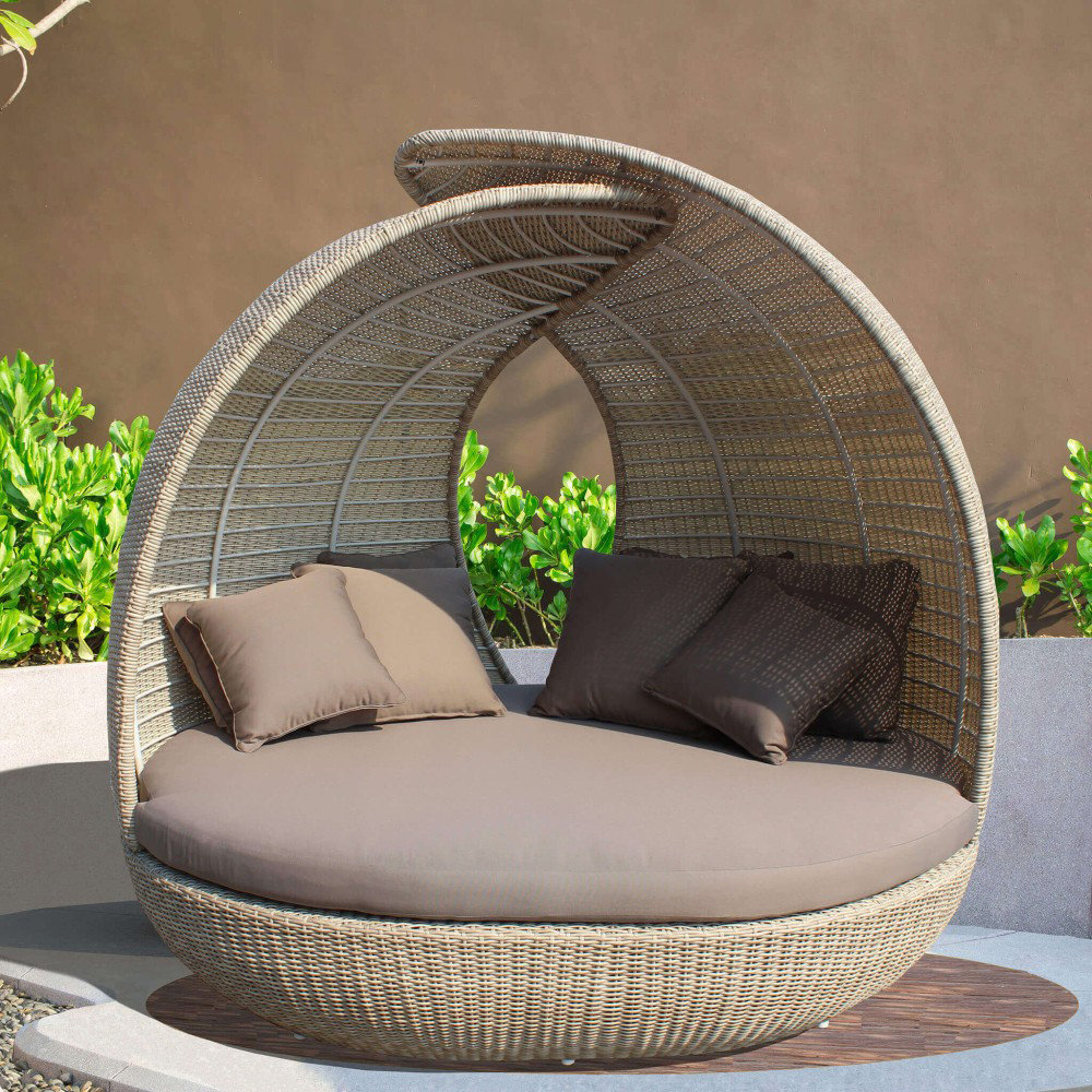 VivaGarden WI806899 Lettino Prendisole Conchiglia Richard con Cuscini Alluminio Marrone