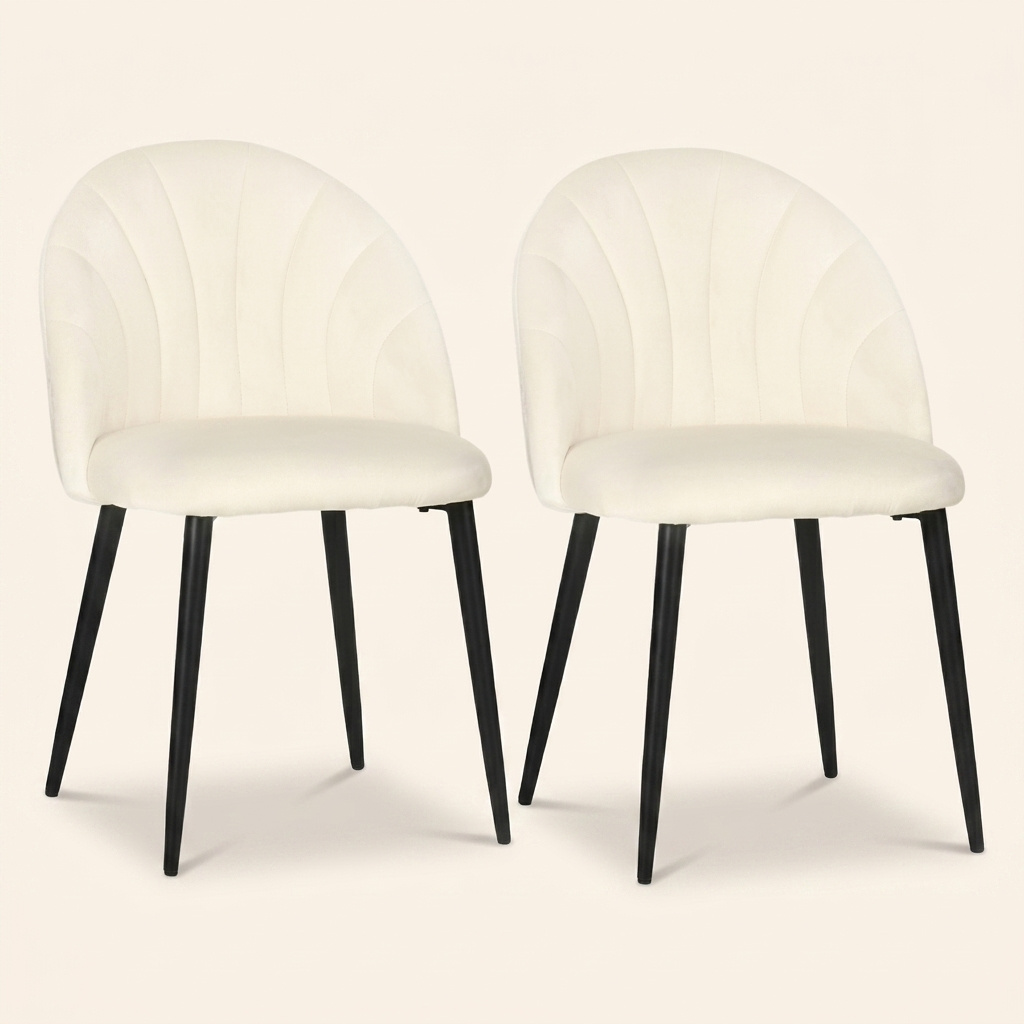 DecHome 894DHCW Set 2 Sedie Salotto Sala Pranzo Imbottite Effetto Velluto Beige