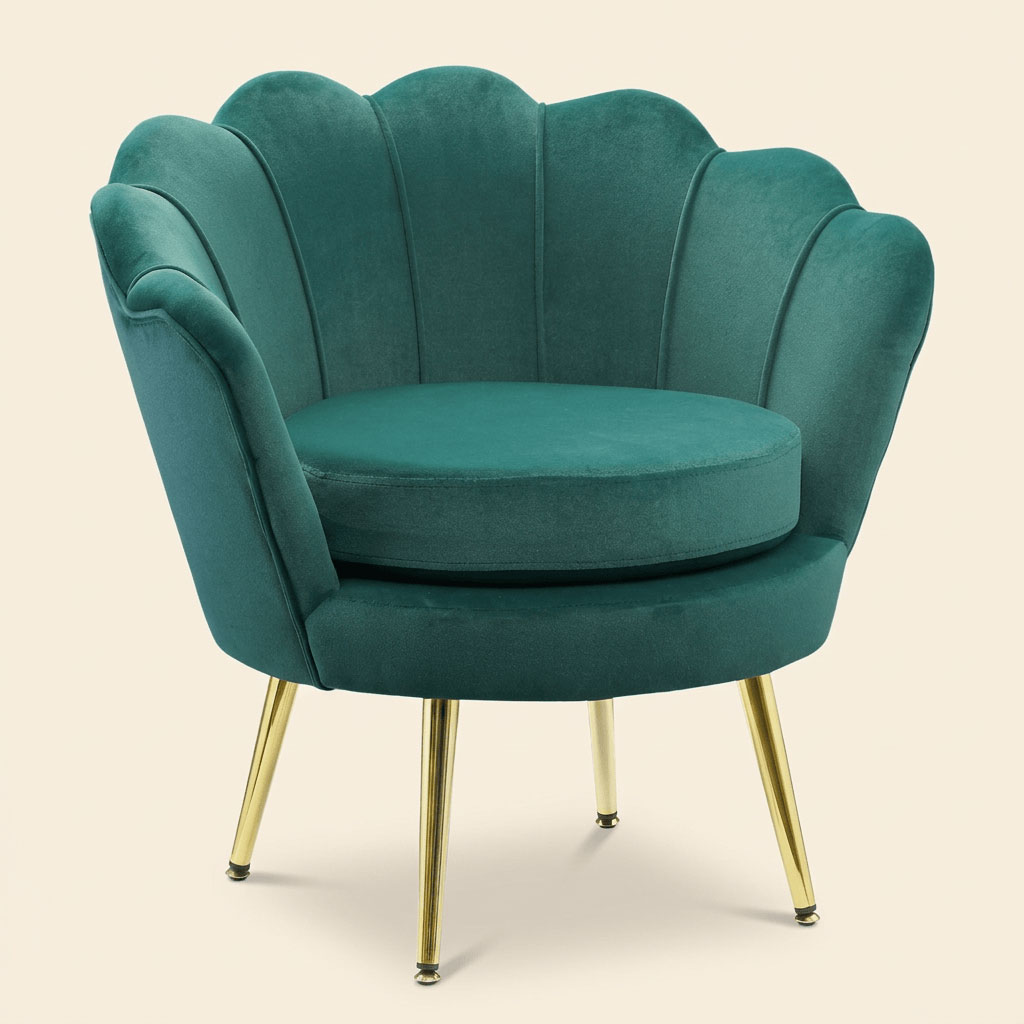 DecHome 012GN839 Poltrona Vintage in Velluto 76x67x74 Verde