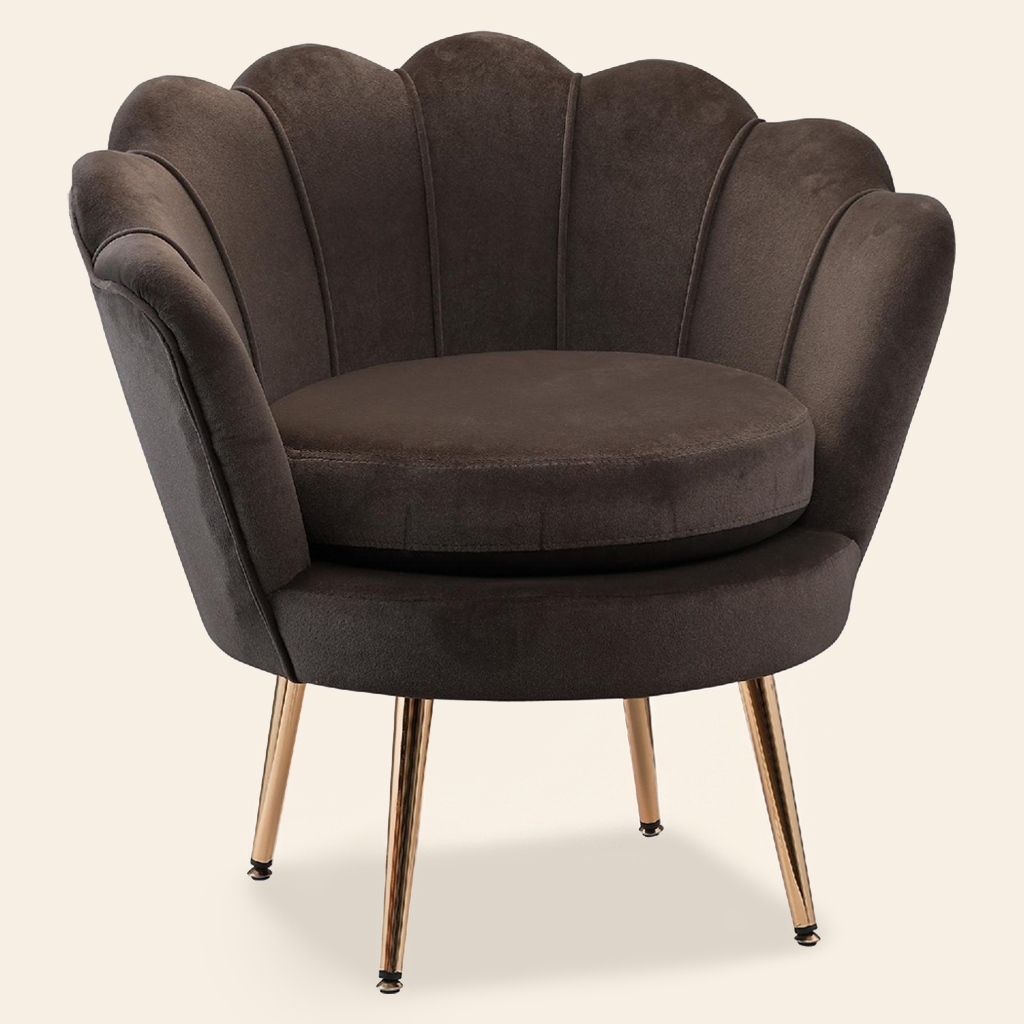 DecHome 012GY839 Poltrona Vintage in Velluto 76x67x74 Grigio