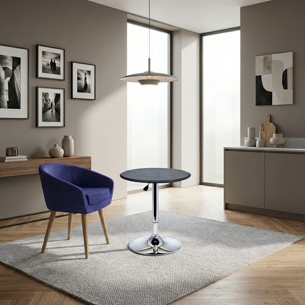 DecHome D0071 Tavolo Rotondo da Bar da Pranzo Cucina Metallo 63x6793 cm NeroCromo