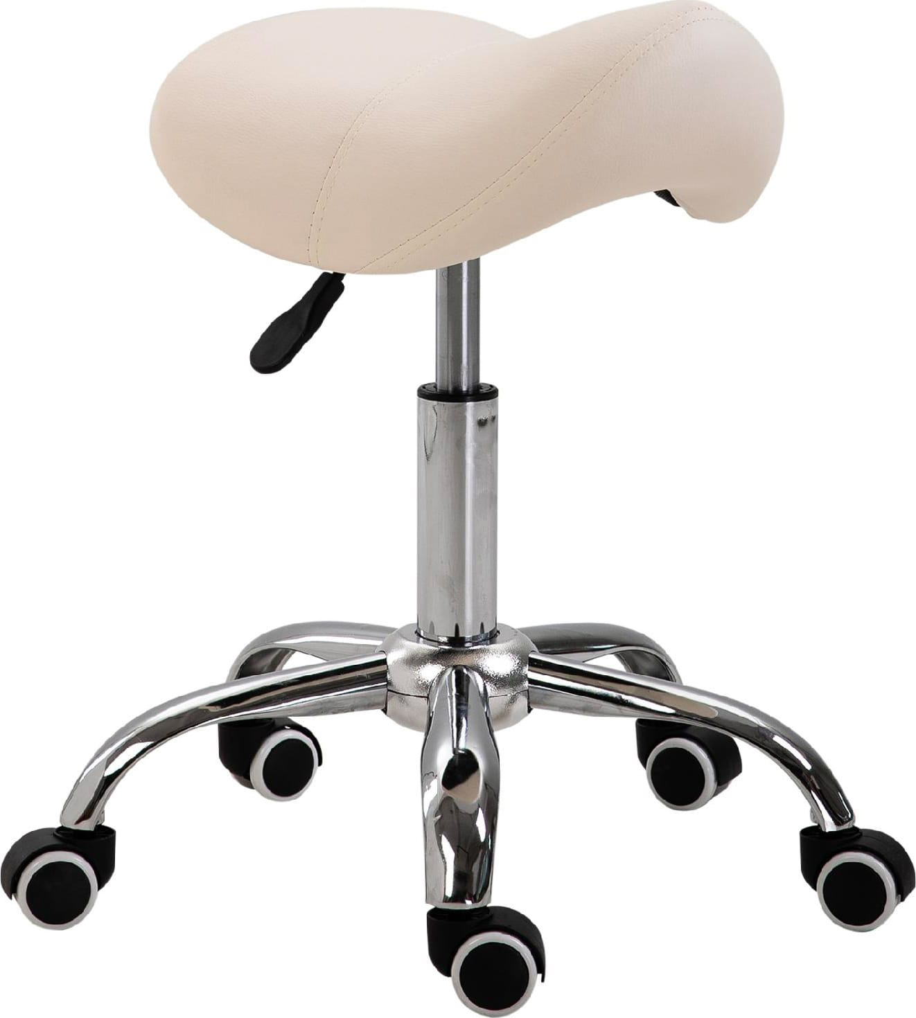 DecHome D0653 Sgabello con Ruote Ecopelle Beige