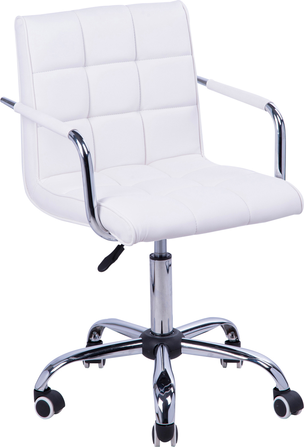 DecHome D0701 Sedia da Ufficio con Ruote e Braccioli Ecopelle Bianco