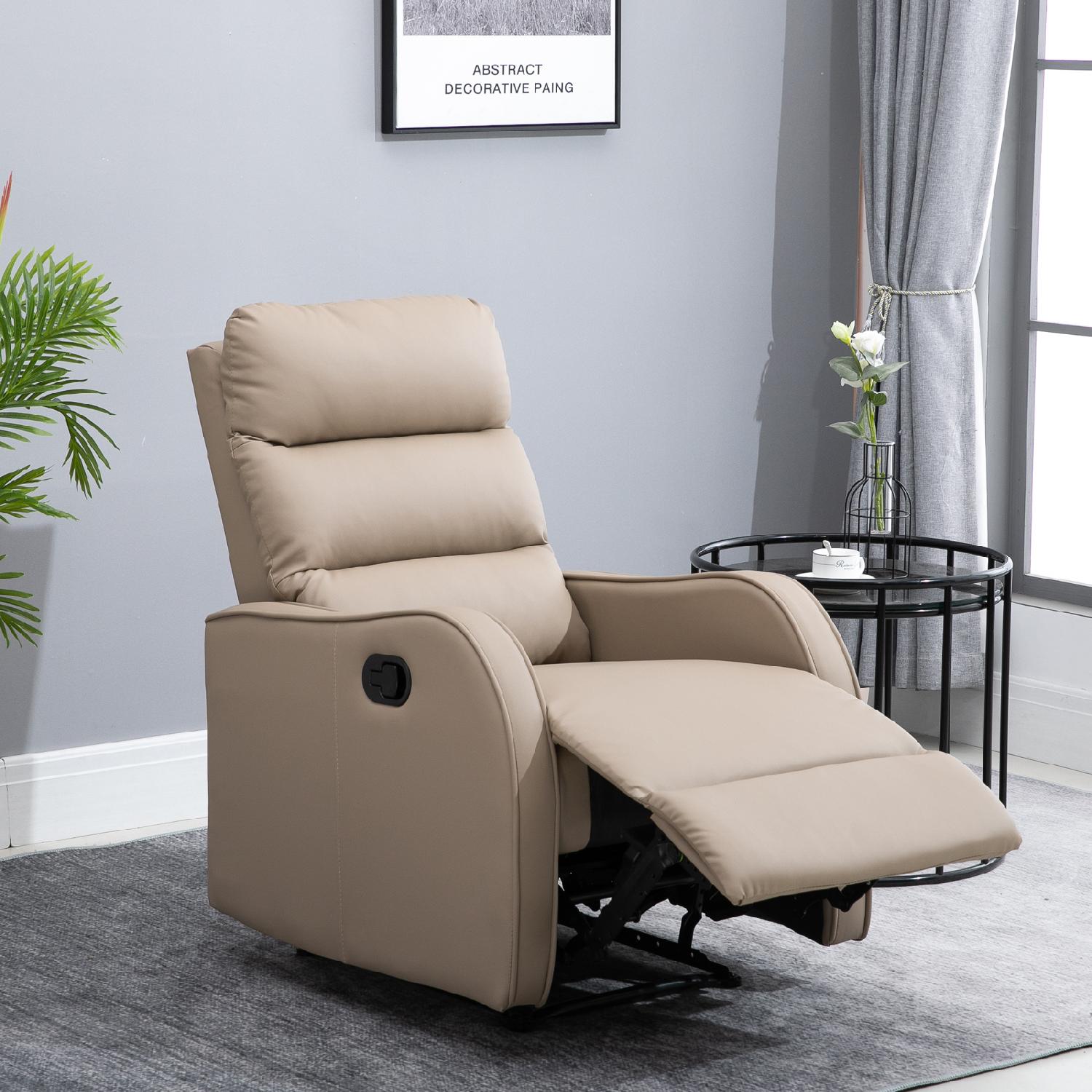 DecHome 04Z481 Poltrona Relax Reclinabile Manuale 65x89x100 cm Marrone Chiaro