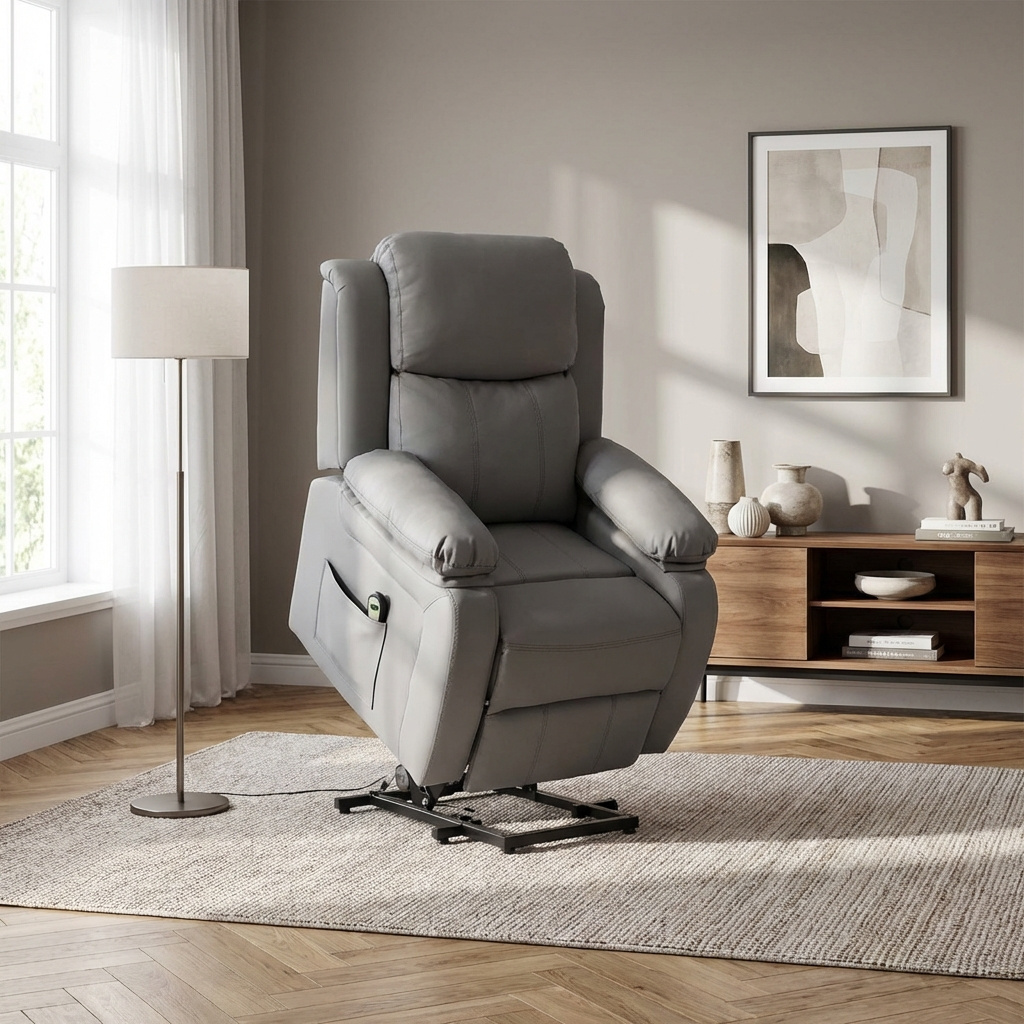 DecHome 092V90GY713 Poltrona per Anziani Elettrica Alzapersone 76x90x105 cm Grigio