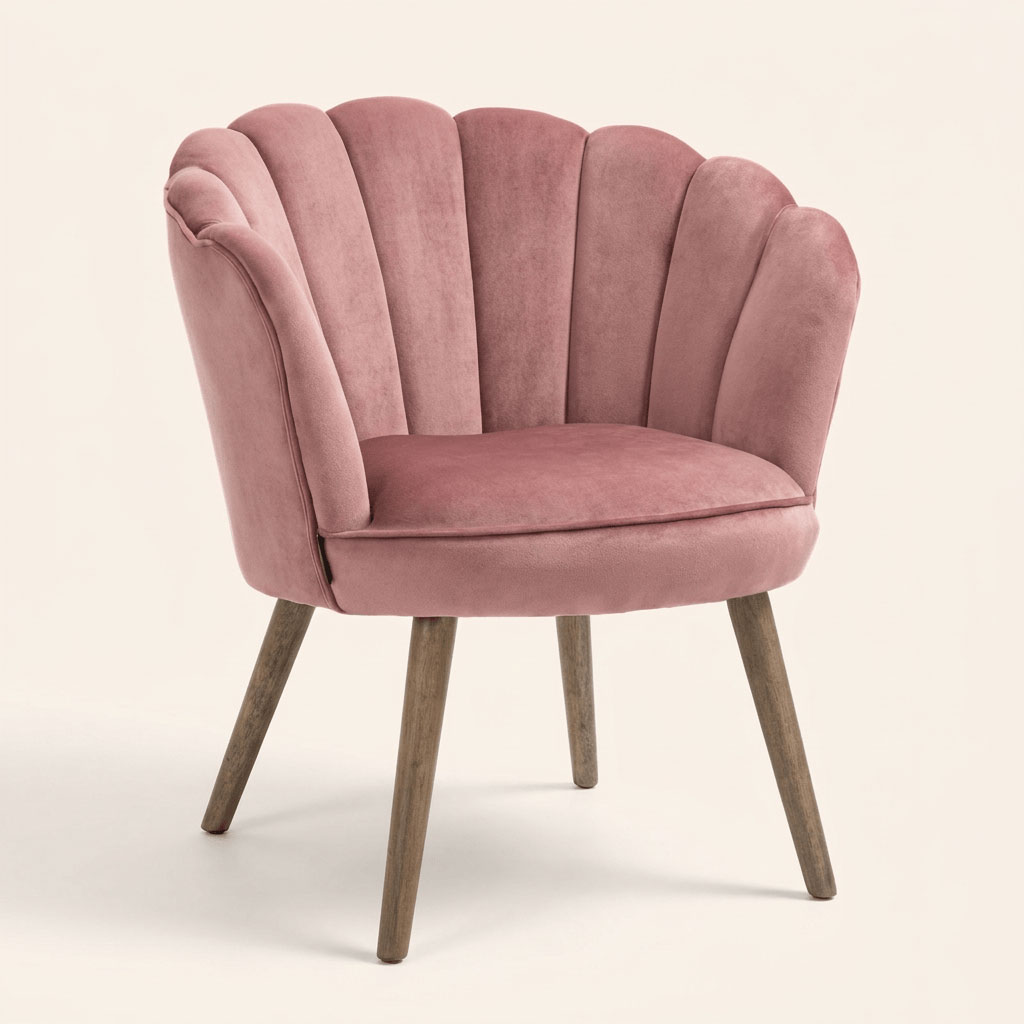 DecHome 098PK839 Poltrona Stile Scandinavo in Velluto 66x72x79 Rosa