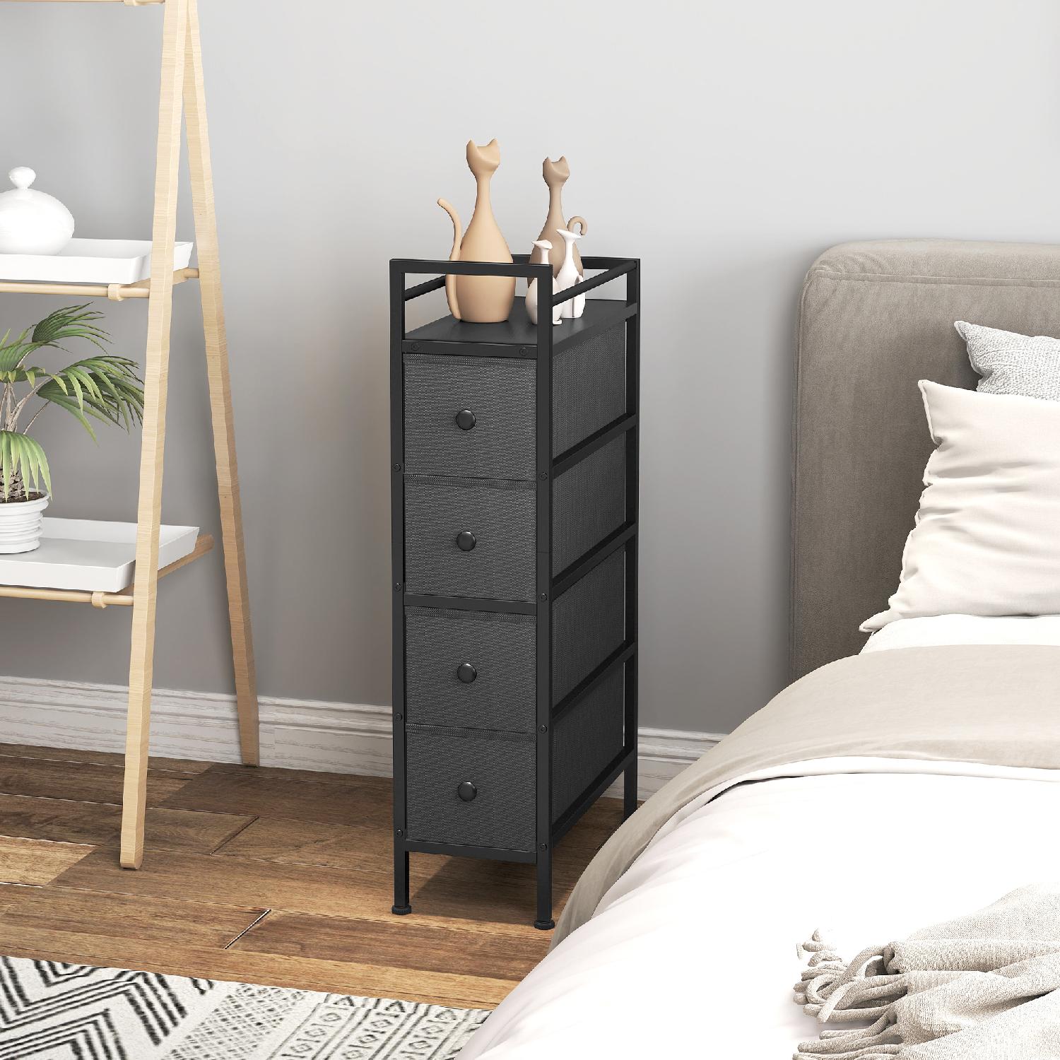 DecHome 0BKV285 Cassettiera Camera da Letto 4 Cassetti Slim 20x43x81.5 cm Nero