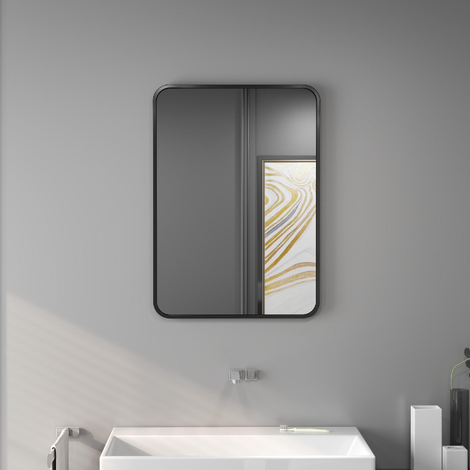 DecHome 0BKV568 Specchio Bagno Rettangolare in Metallo 50x70 cm Nero