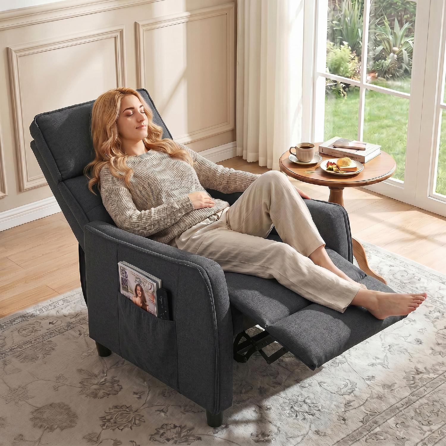 DecHome 0CGV433 Poltrona Relax Reclinabile Massaggiante 69x93x104 cm Grigio Scuro