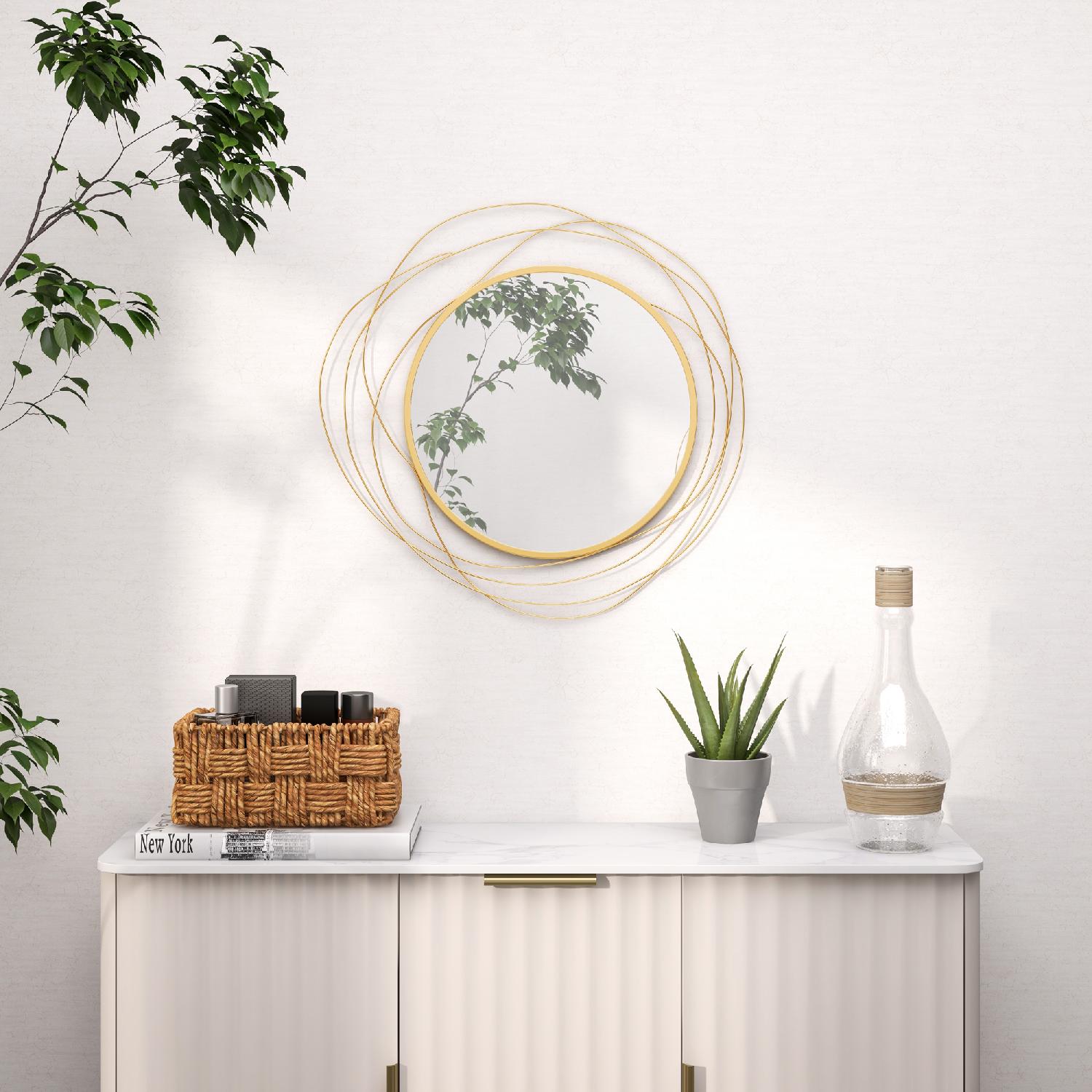 DecHome 0GDW25F Specchio da Parete Moderno Tondo in Metallo 65 cm Oro