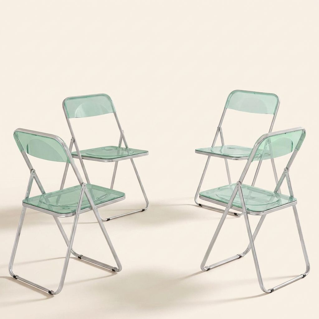 DecHome 0GNV527 Set 4 Sedie Pieghevoli Design Moderno AcrilicoAcciaio 47x48x75 cm Verde